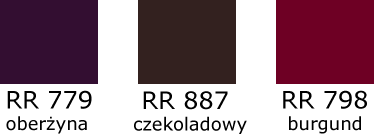 Dodatkowe kolory VILPE (oberżyna, czekoladowy, burgund)